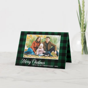 Calligraphy Script Photo Grönt Play Tartan Foltyed Helgkort