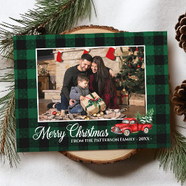 Calligraphy Script Photo Grönt Pput Red Lastbil Vykort