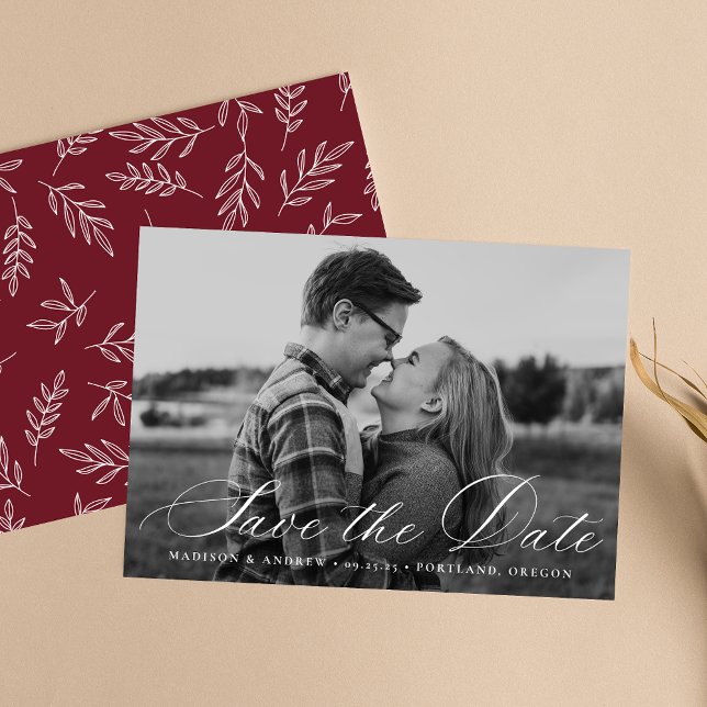 Calligraphy Script Photo Save Date Spara Datumet (Skapare uppladdad)
