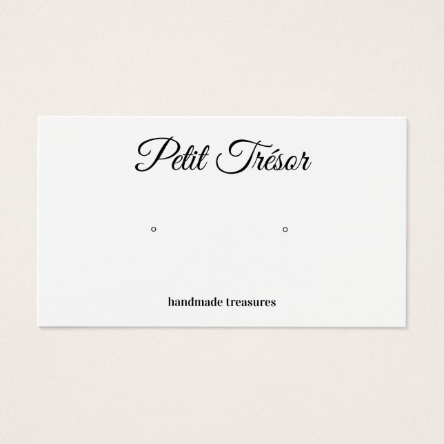 Calligraphy Script Plain White Earring Display Visitkort (Framsidan)