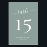 Calligraphy Script Sage Grönt Dubbla Side Bröllop Bordsnummer<br><div class="desc">Elegant Calligraphy Script Sage Grönt Bröllop Bordsnummer Dubbla Sided with anpassningsbar personlig. Hjälp dina gäster att enkelt hitta rätt på med de här enkla dubblorna för bordsnummer på eleganten. Lägg enkelt till, nummer, namn och datum! Har ett söt hand som skriver calligraphy "bord"-skript. Idealisk för minimalistisk elegant och modernt bröllop....</div>