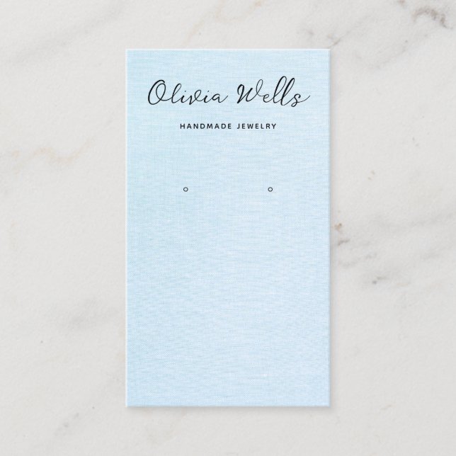 Calligraphy Script Simple Blue Earring Business Visitkort (Framsida)