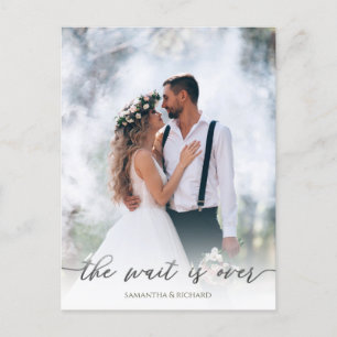 Calligraphy Script Simple Elegant Two Photo Modern Vykort