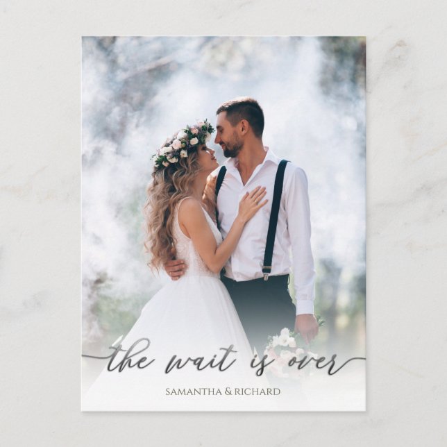 Calligraphy Script Simple Elegant Two Photo Modern Vykort (Framsida)