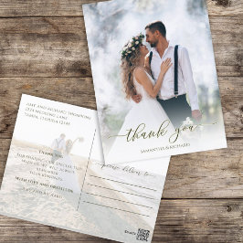 Calligraphy Script Simple Elegant Two Photo Modern Vykort