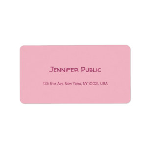 Calligraphy Script Text Elegant Rosa Plain Modern Adressetikett