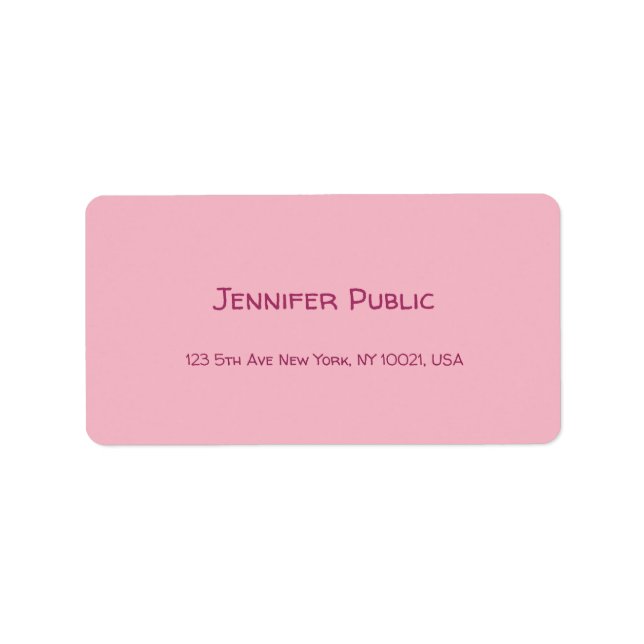 Calligraphy Script Text Elegant Rosa Plain Modern Adressetikett (Framsidan)