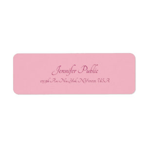 Calligraphy Script Text Elegant Rosa Plain Modern Returadress Etikett