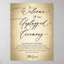 Calligraphy Script Unplugged Ceremony Bröllop-teck Poster