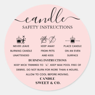 calligraphy Script Warning Candle Rosa Runt Klistermärke