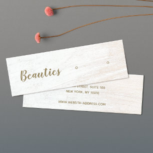 Calligraphy Script White Wood Earring Visning Mini Visitkort