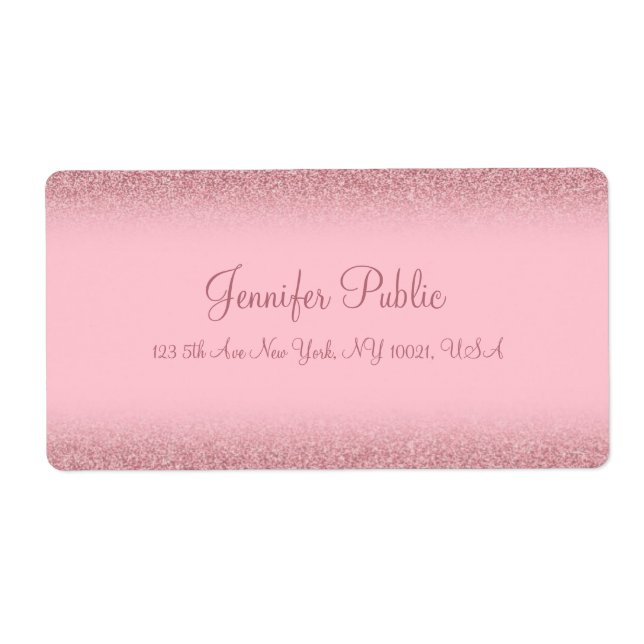 Calligraphy Shipping Adress, ro, Guld Glitter Fraktsedel (Framsidan)