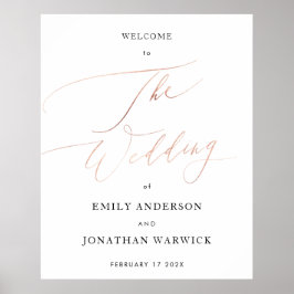 Calligraphy Simple Bröllop vit ros Poster