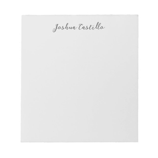 Calligraphy Simple Grey Professional Name Anteckningsblock (Framsida)