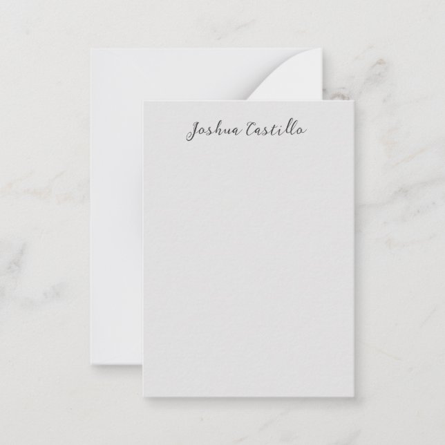 Calligraphy Simple Grey Professional Name Anteckningskort (Framsida)