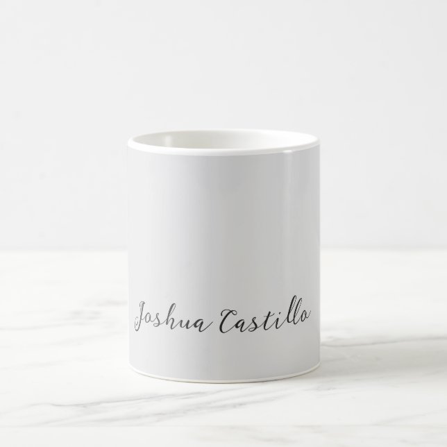 Calligraphy Simple Grey Professional Name Kaffemugg (Center)