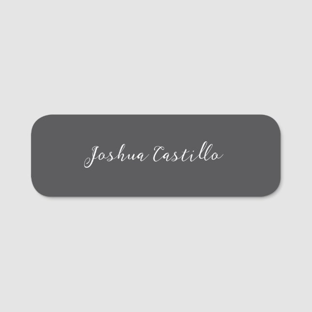 Calligraphy Simple Grey Professional Name Namnbricka (Framsida)