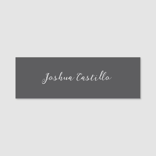 Calligraphy Simple Grey Professional Name Namnbricka (Framsida)