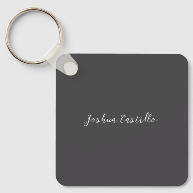 Calligraphy Simple Grey Professional Name Nyckelring (Framsida)