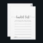 Calligraphy Simple Silver Bucket List Cards Vykort<br><div class="desc">De här kalligrafikorten med enkel silver-bucket är perfekten för en rustisk bröllopsmottagning eller möhippa. Den enkla utformningen och utformningen av eleganten har skripttypografin klassisk och finare i silver. Ändra ordalydelsen till kostym vid alla livshändelser. Bucketlistskylten säljs separat.</div>