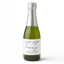 Calligraphy Sip Sip Hooray Black White Bröllop