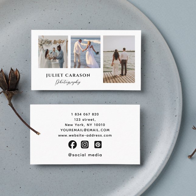 calligraphy-skript, fotografi 3 fotokollage visitkort (Skapare uppladdad)