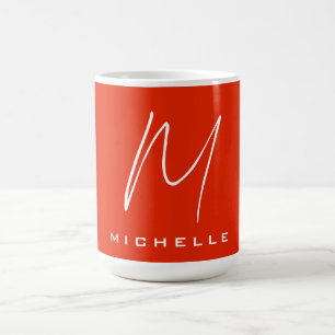 Calligraphy snyggt red white monogram ditt namn kaffemugg