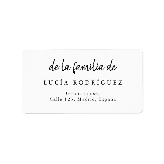Calligraphy Spain Funeral Return Address Label Adressetikett (Framsidan)