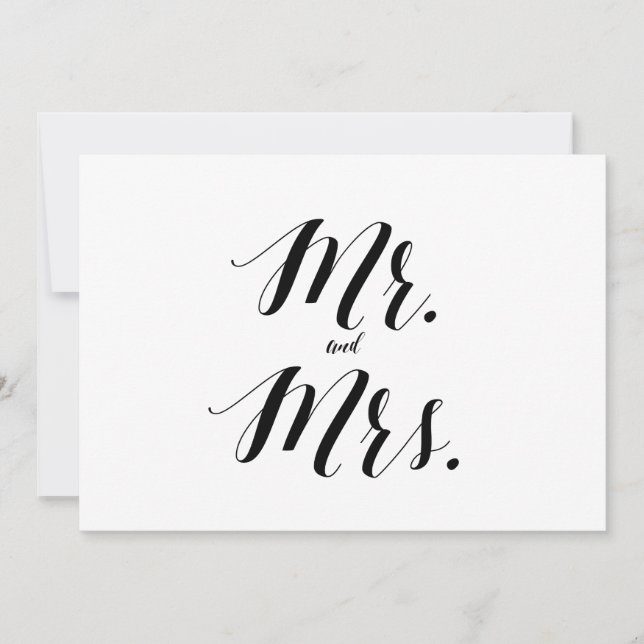 Calligraphy Stil "Mr and Mrs". Bröllop-tecken (Framsida)