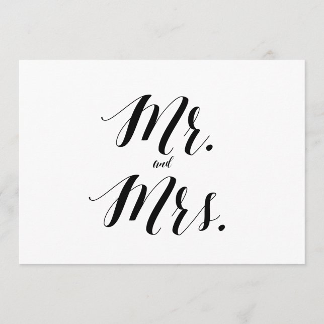Calligraphy Stil "Mr and Mrs". Bröllop-tecken (Framsida)