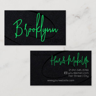 Calligraphy Stil Professionell Hair Studio Black Visitkort