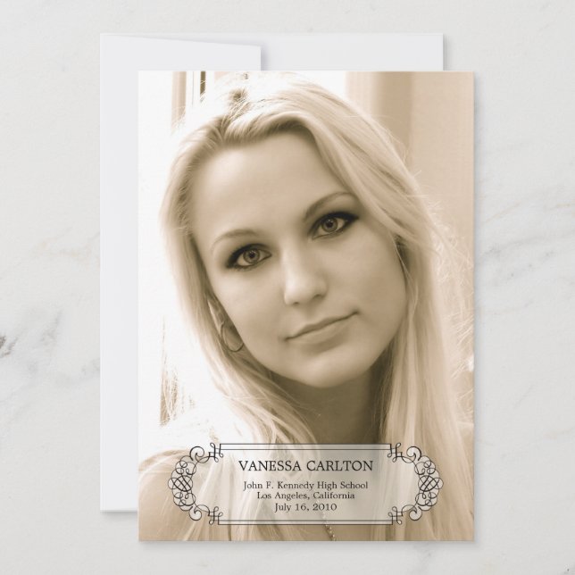 Calligraphy Swirls Photo Studenten-meddelande Inbjudningar (Framsida)