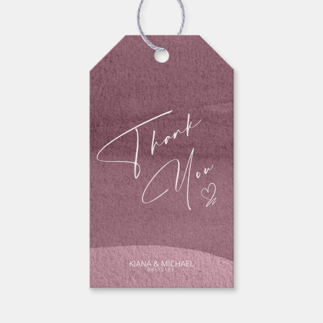 Calligraphy Tack Heart Mauve ID771 Presentetikett (Framsidan)