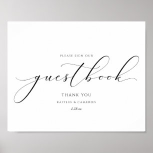 Calligraphy-tecken för Bröllop Guestbook Elegant C Poster