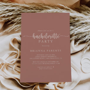 Calligraphy Terracotta Bachelorette Party Inbjudningar