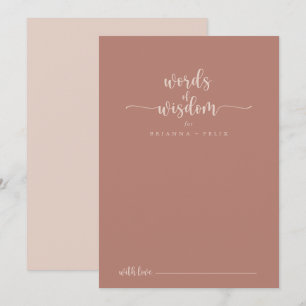 Calligraphy Terracotta Bröllop Ord of Wisdom Rådkort