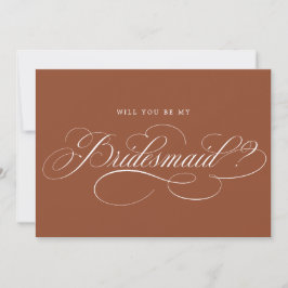 Calligraphy Terracotta kommer du bli min bridesmai Inbjudningar