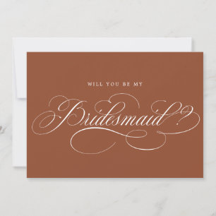 Calligraphy Terracotta kommer du bli min bridesmai Inbjudningar