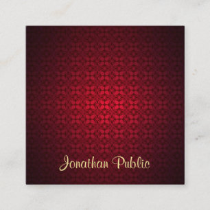Calligraphy Text Template Professionell Red Damask Fyrkantigt Visitkort