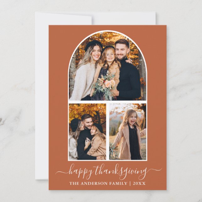 Calligraphy Thanksgiving 3 Photo Arch Terracotta Julkort (Framsida)
