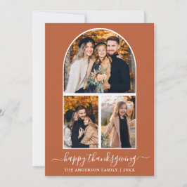 Calligraphy Thanksgiving 3 Photo Arch Terracotta Julkort