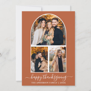 Calligraphy Thanksgiving 3 Photo Arch Terracotta Julkort