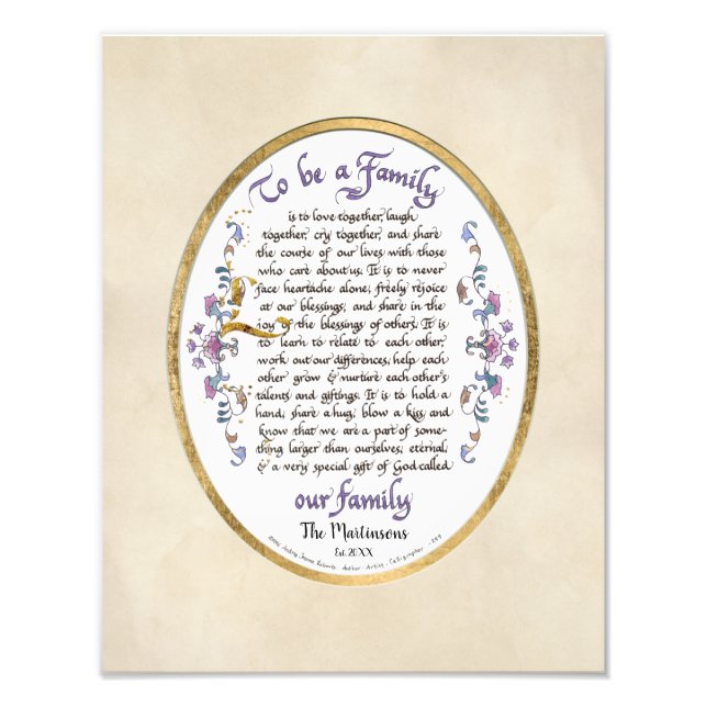 Calligraphy to be a Family Audrey Jeanne w Namn Fototryck (Framsidan)