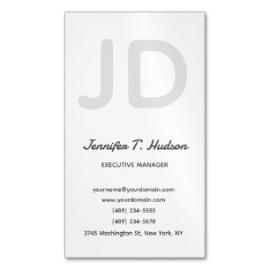 Calligraphy-trendig klassisk script monogram grått magnetiska visitkort