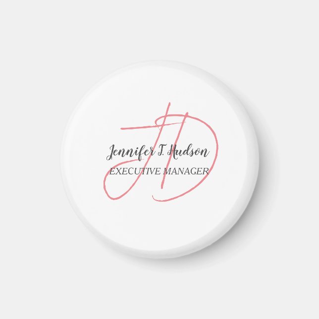 Calligraphy-trendiget klassisk manusmonogram magnet (Framsidan)