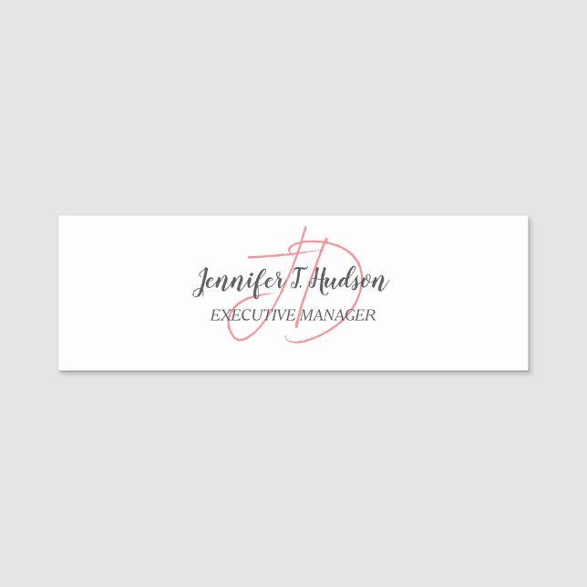 Calligraphy-trendiget klassisk manusmonogram namnbricka (Framsida)