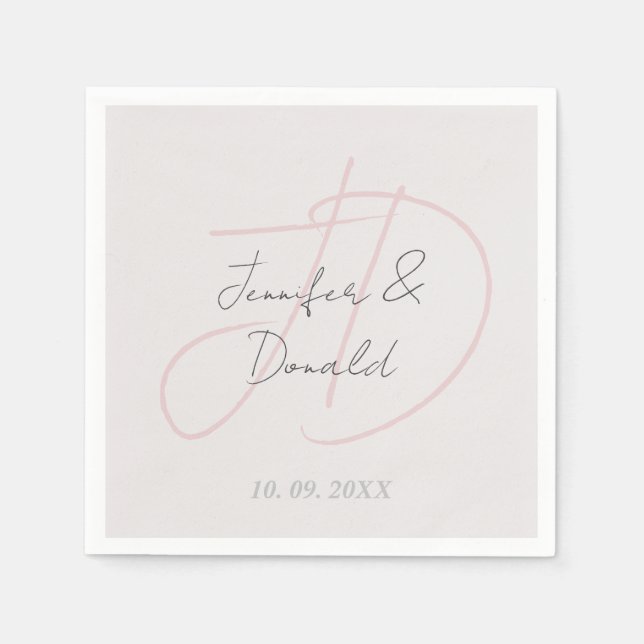 Calligraphy-trendiget klassisk manusmonogram pappersservett (Framsidan)