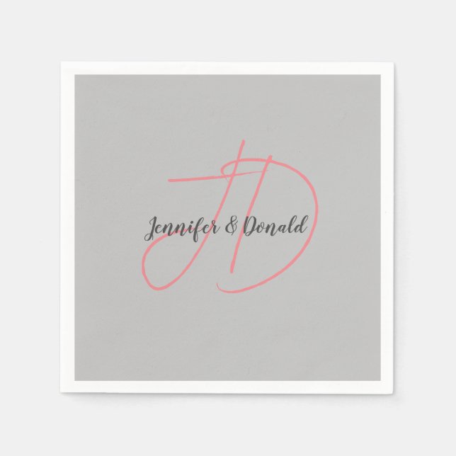 Calligraphy-trendiget klassisk manusmonogram pappersservett (Framsidan)