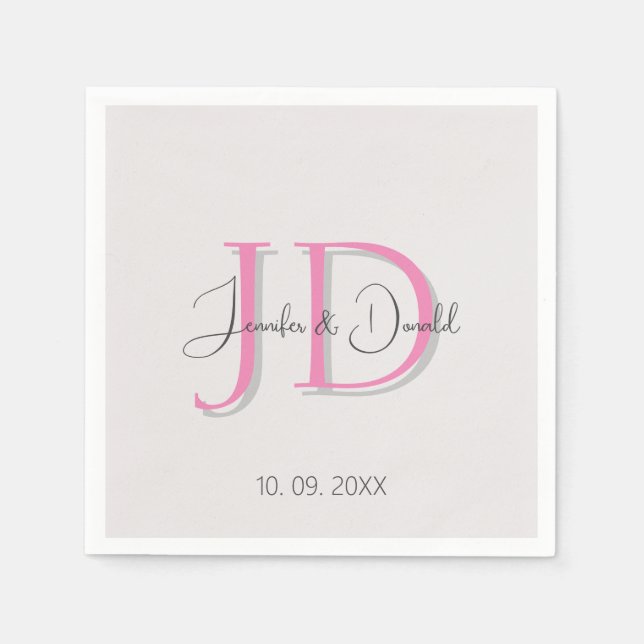 Calligraphy-trendiget klassisk manusmonogram pappersservett (Framsidan)