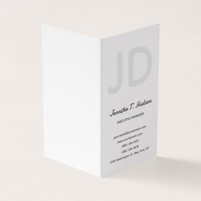 Calligraphy-trendiget klassisk manusmonogram visitkort (Utsida)